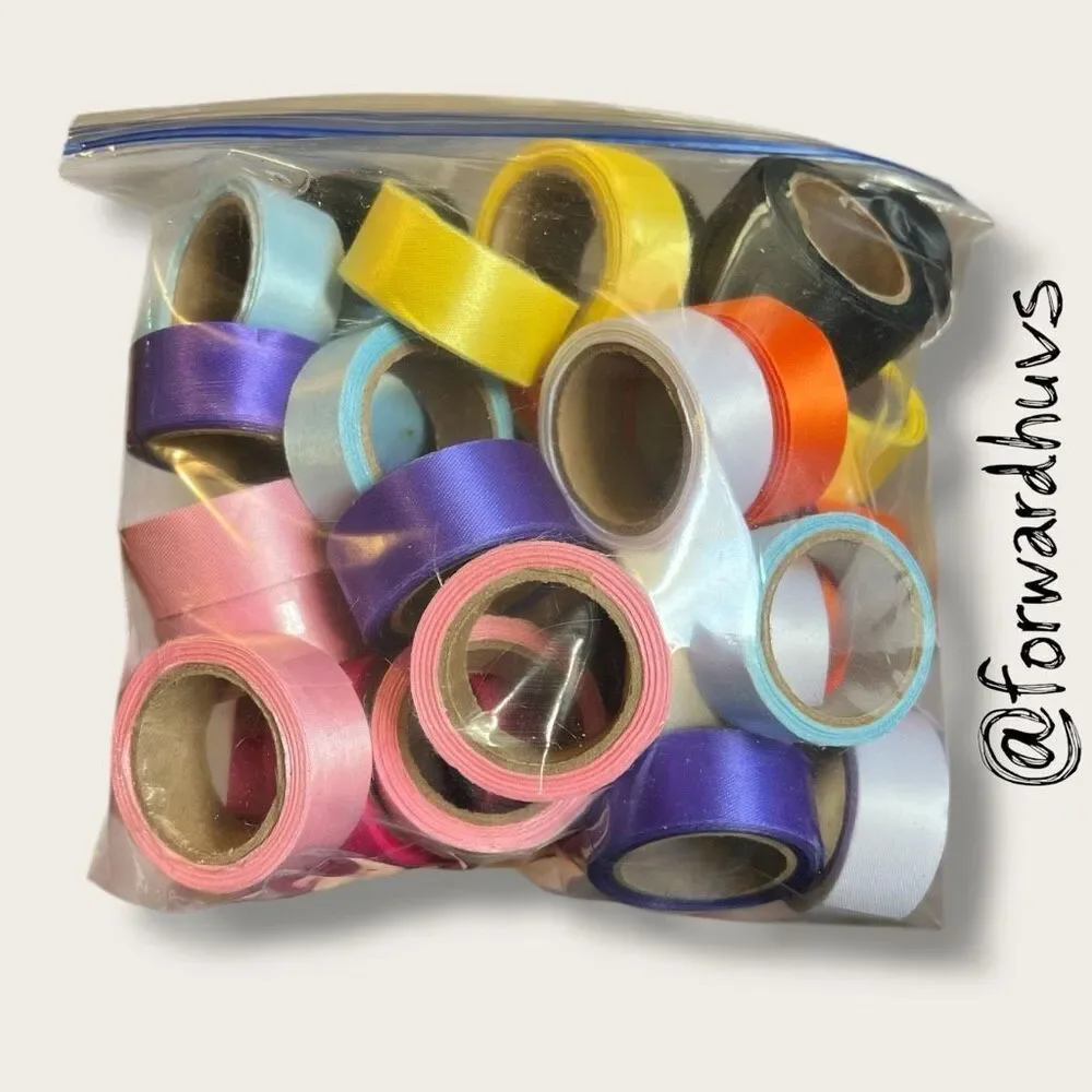 40-Roll Ribbon Lot – 1 Gallon Bag – 8 Colors – Craft Supply